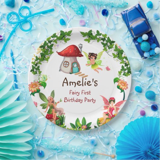 フェアリーパーティーエンチャントガーデン魔法フェアリー誕生日 ペーパープレート (パーティー)