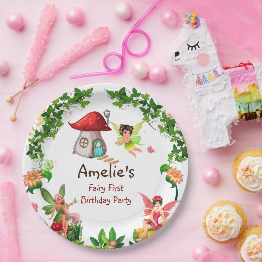 フェアリーパーティーエンチャントガーデン魔法フェアリー誕生日 ペーパープレート (パーティー)
