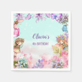 フェアリーパーティーガーデンフェアリー誕生日 スタンダードカクテルナプキン (正面)