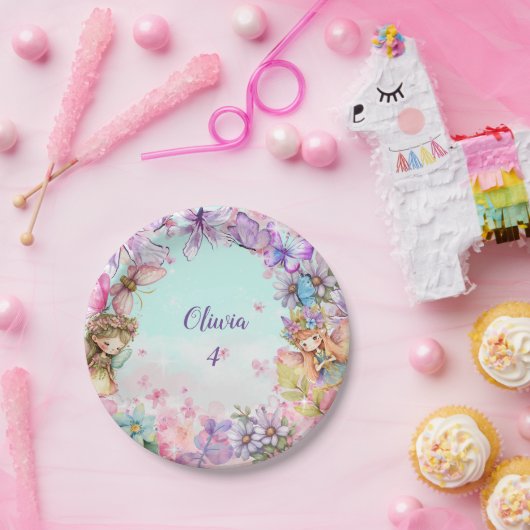 フェアリーパーティーガーデンフェアリー誕生日 ペーパープレート (パーティー)