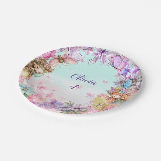 フェアリーパーティーガーデンフェアリー誕生日 ペーパープレート (アングル)