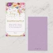 フェアリーパープルピンクフローラおむつラッフルチケット エンクロージャーカード (正面/裏面)