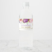 フェアリーパープルピンクフローラベビーシャワー誕生日 ペットボトルラベル (正面)