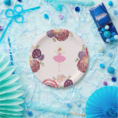 フェアリーピンクフラワー絵を描ズ紙プレート ペーパープレート (パーティー)