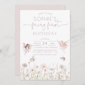 フェアリーファーストエンチャントガーデンフェアリーガール誕生日 招待状 (正面/裏面)