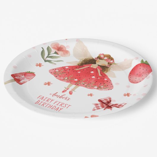 フェアリーファーストストロベリーフェアリー誕生日 ペーパープレート (アングル)