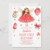 フェアリーファーストストロベリーフェアリー誕生日 招待状 (正面)