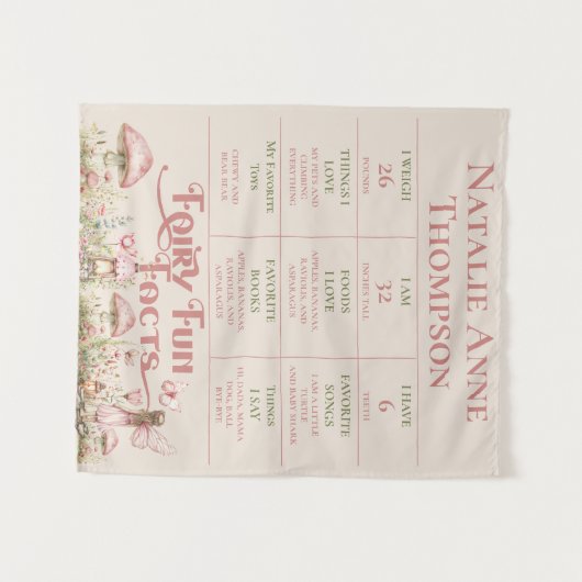 フェアリーファーストテーマガールの最初の誕生日マイルストーン タペストリー (正面(横))