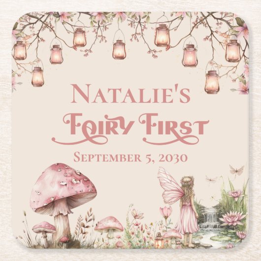 フェアリーファーストテーマガールズファーストパーティー スクエアペーパーコースター (正面)