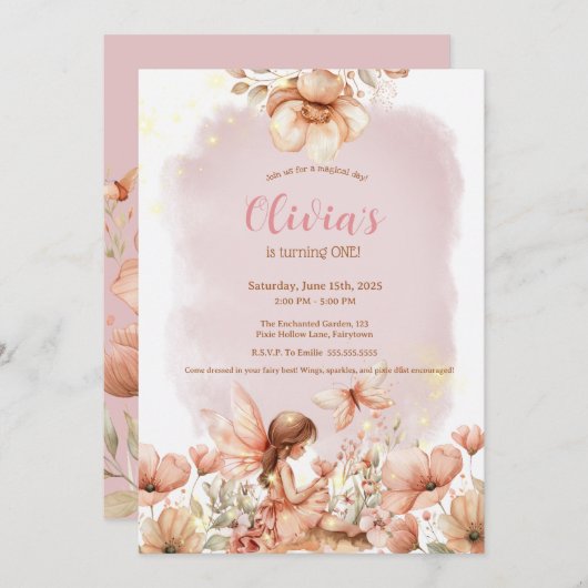 フェアリーファーストテーマガールズファーストパーティー 招待状 (正面/裏面)