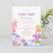 フェアリーファーストテーマキノコ1st誕生日パーティー 招待状 (スタンド正面)