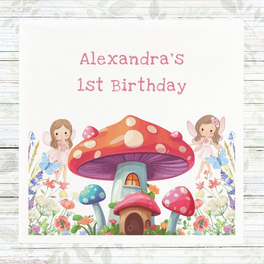 フェアリーファーストフローラガールの1歳の誕生日パーティー スタンダードカクテルナプキン