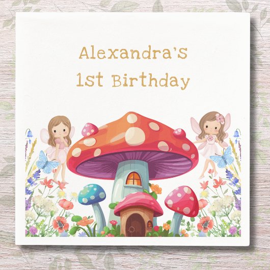 フェアリーファーストフローラガールの1歳の誕生日パーティー スタンダードカクテルナプキン
