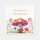 フェアリーファーストフローラガールの1歳の誕生日パーティー スタンダードカクテルナプキン (正面)