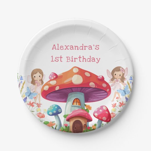 フェアリーファーストフローラガールの1歳の誕生日パーティー ペーパープレート (正面)