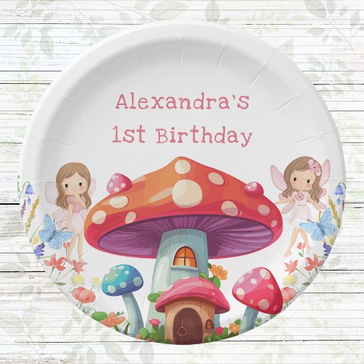 フェアリーファーストフローラガールの1歳の誕生日パーティー ペーパープレート