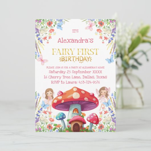 フェアリーファーストフローラガール1st誕生日パーティー 招待状 (スタンド正面)