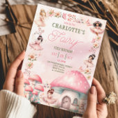 フェアリーファーストマッシュルームハウスピンク誕生日 招待状