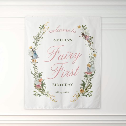 フェアリーファーストヴィンテージフローラ誕生日歓迎 タペストリー