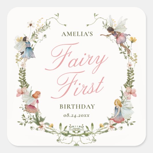 フェアリーファーストヴィンテージフローラ誕生日 スクエアシール (正面)