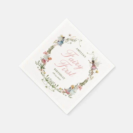 フェアリーファーストヴィンテージフローラ誕生日 スタンダードカクテルナプキン (角)