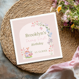 フェアリーファースト誕生日お洒落マッシュルームフローラ スタンダードカクテルナプキン