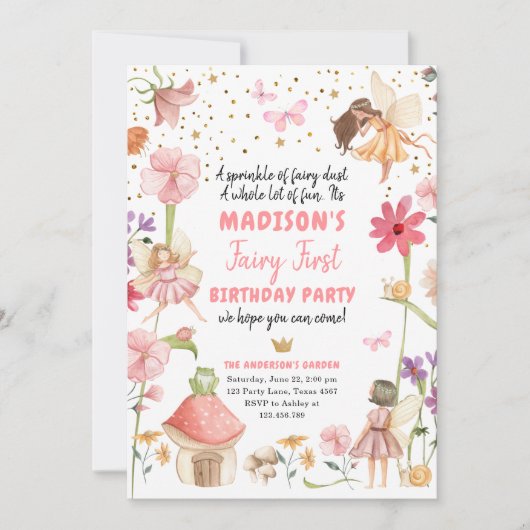 フェアリーファースト誕生日ガール1stフェアリーフォレストマジカル 招待状 (正面)