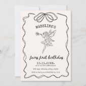 フェアリーファースト誕生日ハンドミニマ図解入りの、写真付きのリスト 招待状 (正面)