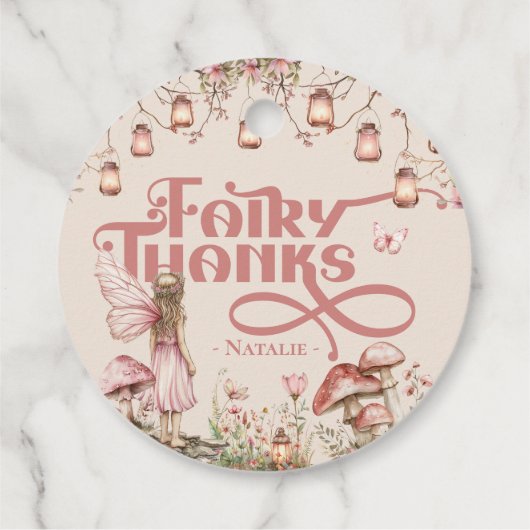 フェアリーファースト誕生日パーティーテーマカスタムサンキューユー フェイバータグ (裏面)