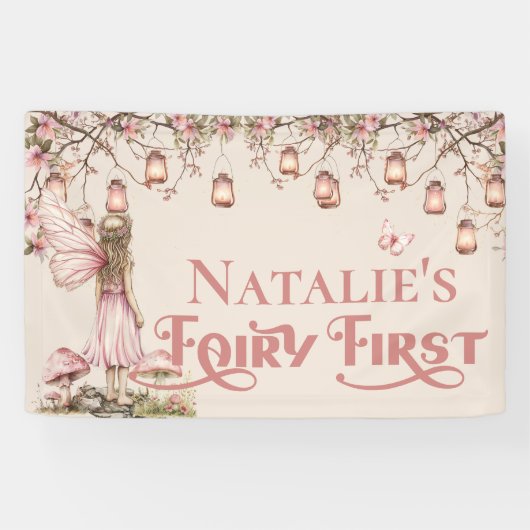 フェアリーファースト誕生日パーティービニパーソナライズされたアル 横断幕 (横)