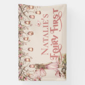 フェアリーファースト誕生日パーティービニパーソナライズされたアル 横断幕 (縦)