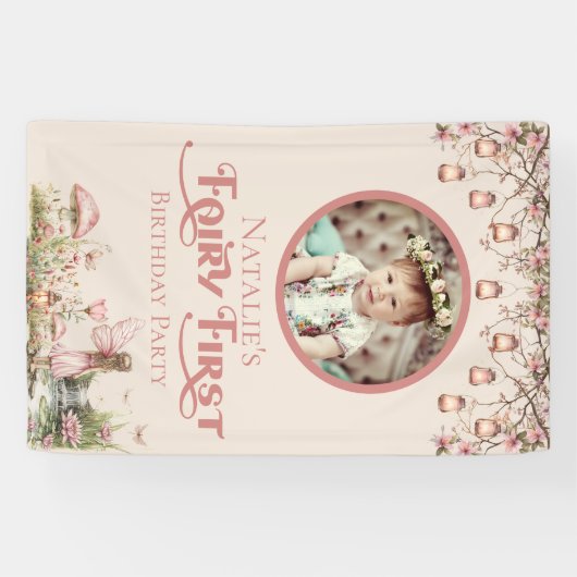 フェアリーファースト誕生日パーティービニパーソナライズされたアル 横断幕 (横)