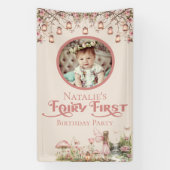 フェアリーファースト誕生日パーティービニパーソナライズされたアル 横断幕 (縦)