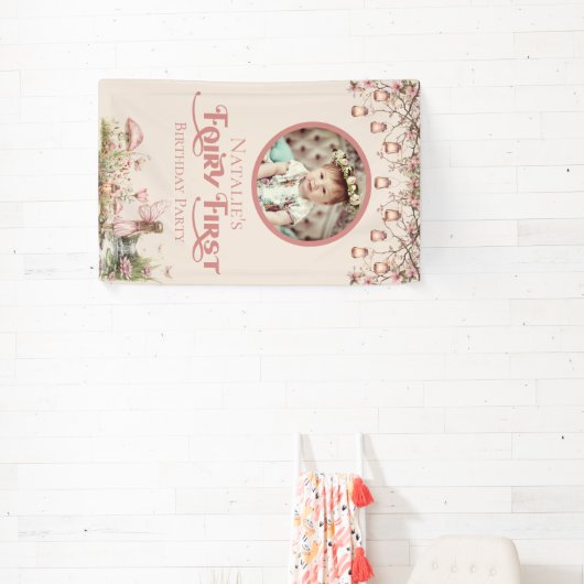 フェアリーファースト誕生日パーティービニパーソナライズされたアル 横断幕 (インサイチュ)