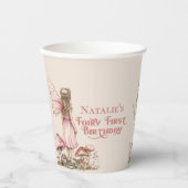 フェアリーファースト誕生日パーティー赤面ピンクパーソナライズされた 紙コップ (正面)