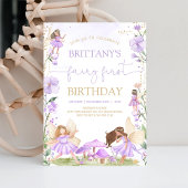 フェアリーファースト誕生日パープルマジカルワイルドフラワー 招待状
