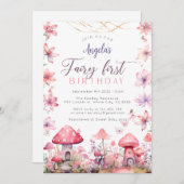 フェアリーファースト誕生日マジカルパーティの招待状 招待状 (正面/裏面)