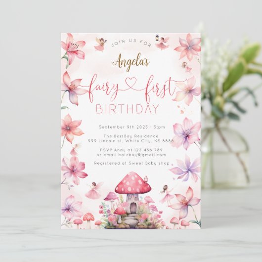 フェアリーファースト誕生日マジカルパーティの招待状 招待状 (スタンド正面)