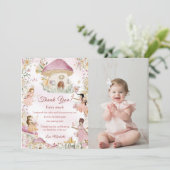 フェアリーファースト誕生日写真サンキューカード 招待状 (スタンド正面)