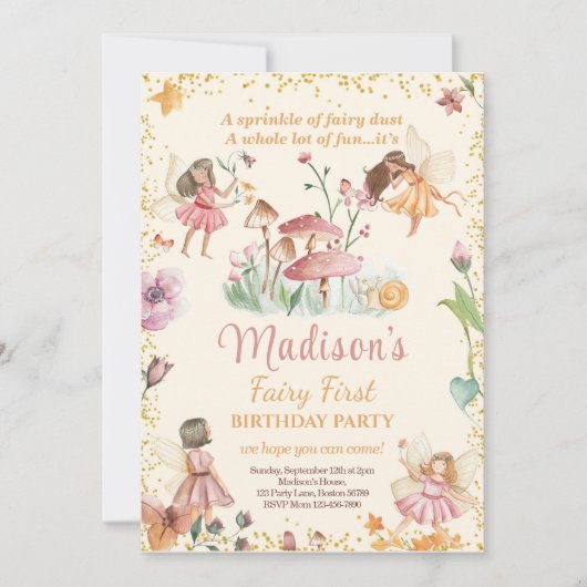 フェアリーファースト誕生日招待状フェアリー招待状 招待状 (正面)