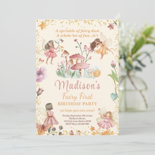 フェアリーファースト誕生日招待状フェアリー招待状 招待状 (スタンド正面)