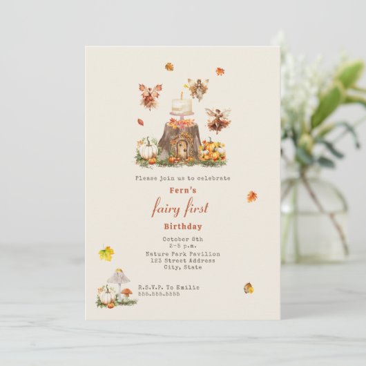フェアリーファースト誕生日秋ウッドランドフェアリーガーデン 招待状 (スタンド正面)