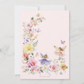 フェアリーファースト誕生日緑豊かなワイルドフラワーガーデンパーティー 招待状 (裏面)