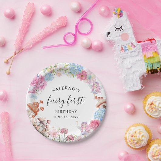 フェアリーファースト誕生日1歳の誕生日 ペーパープレート (パーティー)