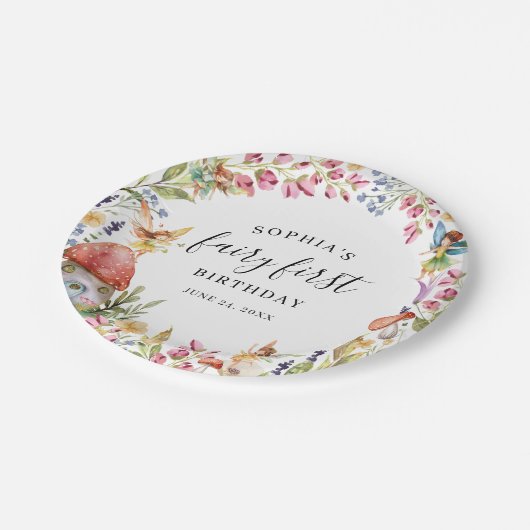 フェアリーファースト誕生日1歳の誕生日 ペーパープレート (アングル)