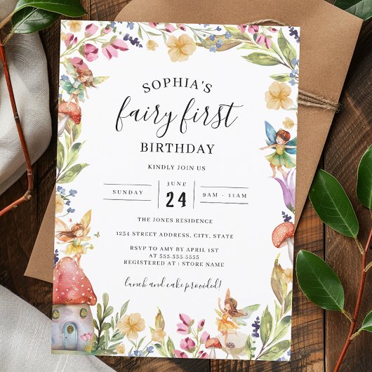フェアリーファースト誕生日1歳の誕生日 招待状