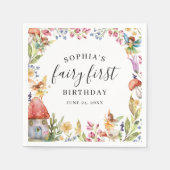 フェアリーファースト誕生日1stバースデーペーパーナプキン スタンダードカクテルナプキン (正面)