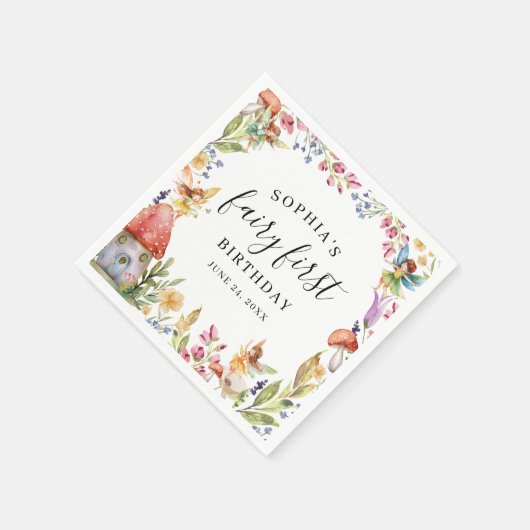 フェアリーファースト誕生日1stバースデーペーパーナプキン スタンダードカクテルナプキン (角)