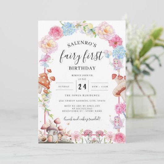 フェアリーファースト誕生日1st誕生日招待状 招待状 (スタンド正面)
