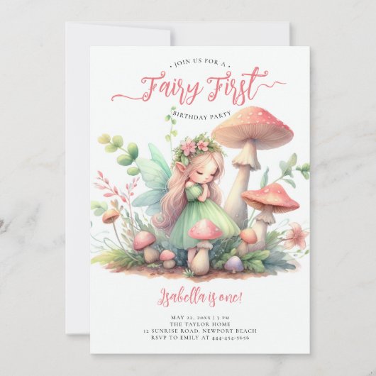 フェアリーファースト魔法のガーデンガールズ1st誕生日 招待状 (正面)